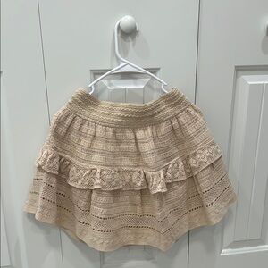 Tan Gold Mini Bubble Skirt with Ruffled Tiers